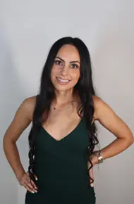 Original Photo Woman posing for an original photo before an AI Photo Booth transformation